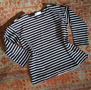 Everlane Striped Boxy Cut Top with Zipper Detail